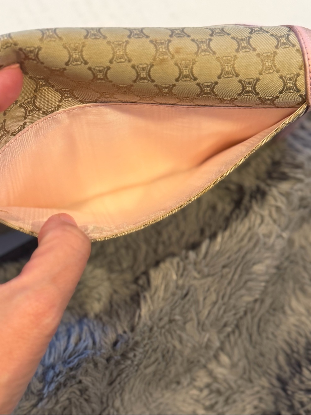 Celine Beige Brown Macadam Canvas Long Wallet with Pink Trim EUC - Picture 8 of 15